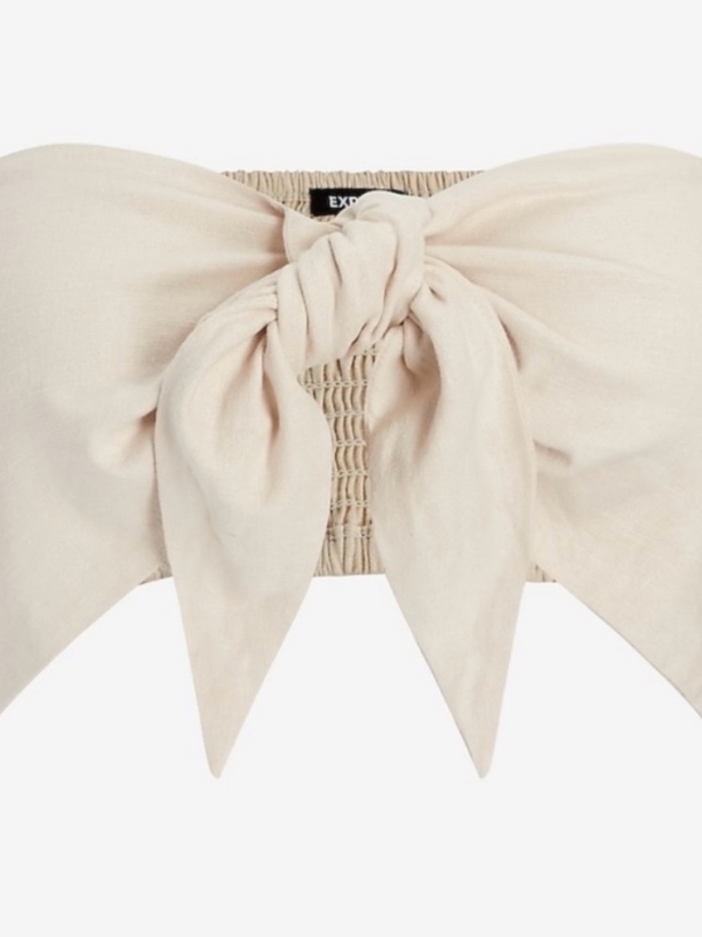 EXPRESS Light Cream shimmer Bow Bandeau Top *Worn 1 Time*